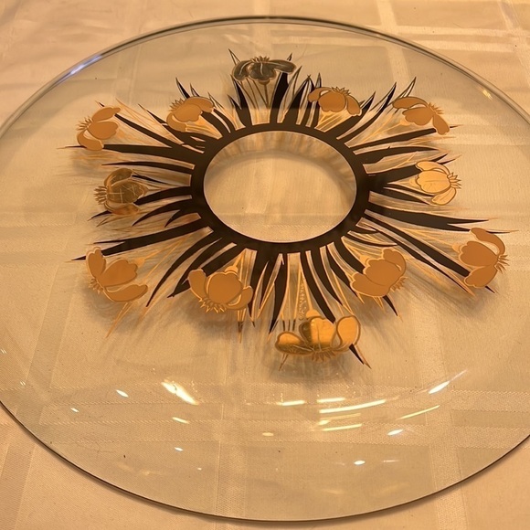 Culver Glass 22K Gold Black 14.5” Platter and Small 4” tall Coordinating Bowl - Picture 5 of 6